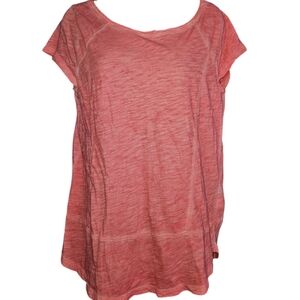 DKNY Jeans Distressed Printed Short Sleeve Top
